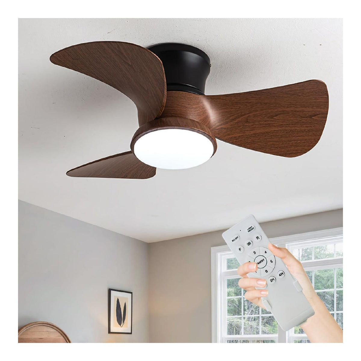 Plafonnier Noir et Ambre a presence elegante et lumiere agreable 24W