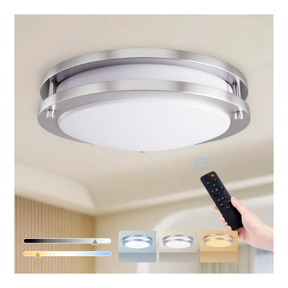Solution lumineuse Blanc et Ambre au dessin sobre en format plafonnier 18 W 3000 K