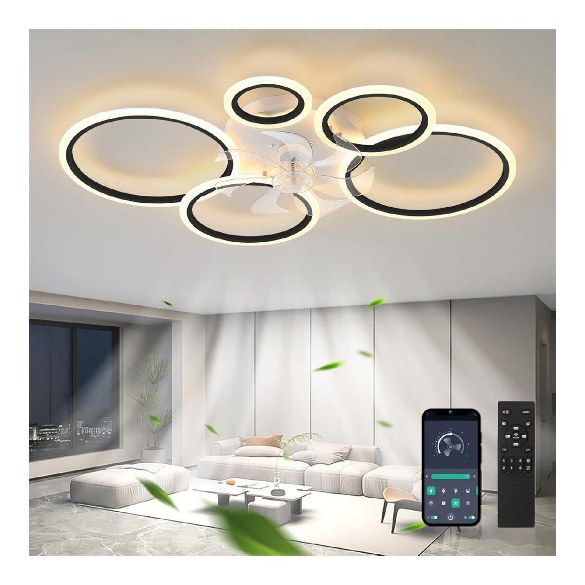 Solution lumineuse Noir et Ambre au dessin sobre en format lustre 6000K
