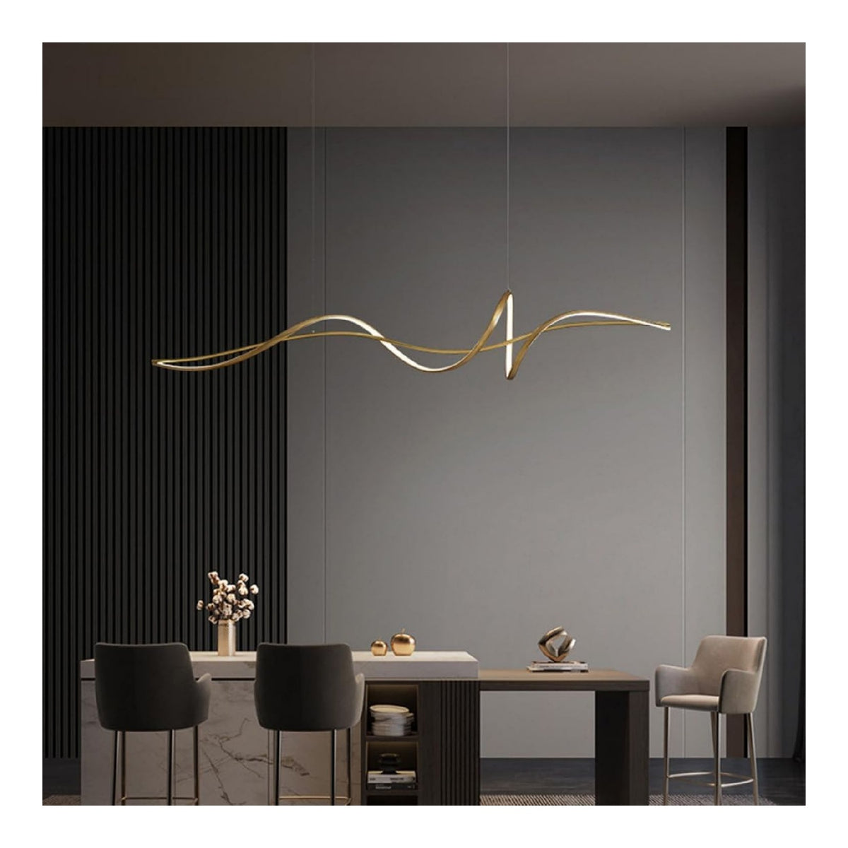 Luminaire Noir et Blanc a silhouette graphique de type suspension 30W
