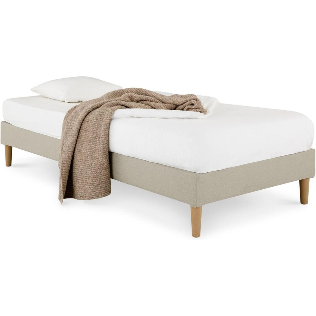 Cadres de lit finition bois structure metal gris fonce
