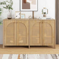 Buffet en rotin avec quatre portes et  etag eres r eglables, finition bois naturel