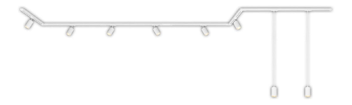 Suspension Blanc aux lignes epurees avec eclairage confortable GU10