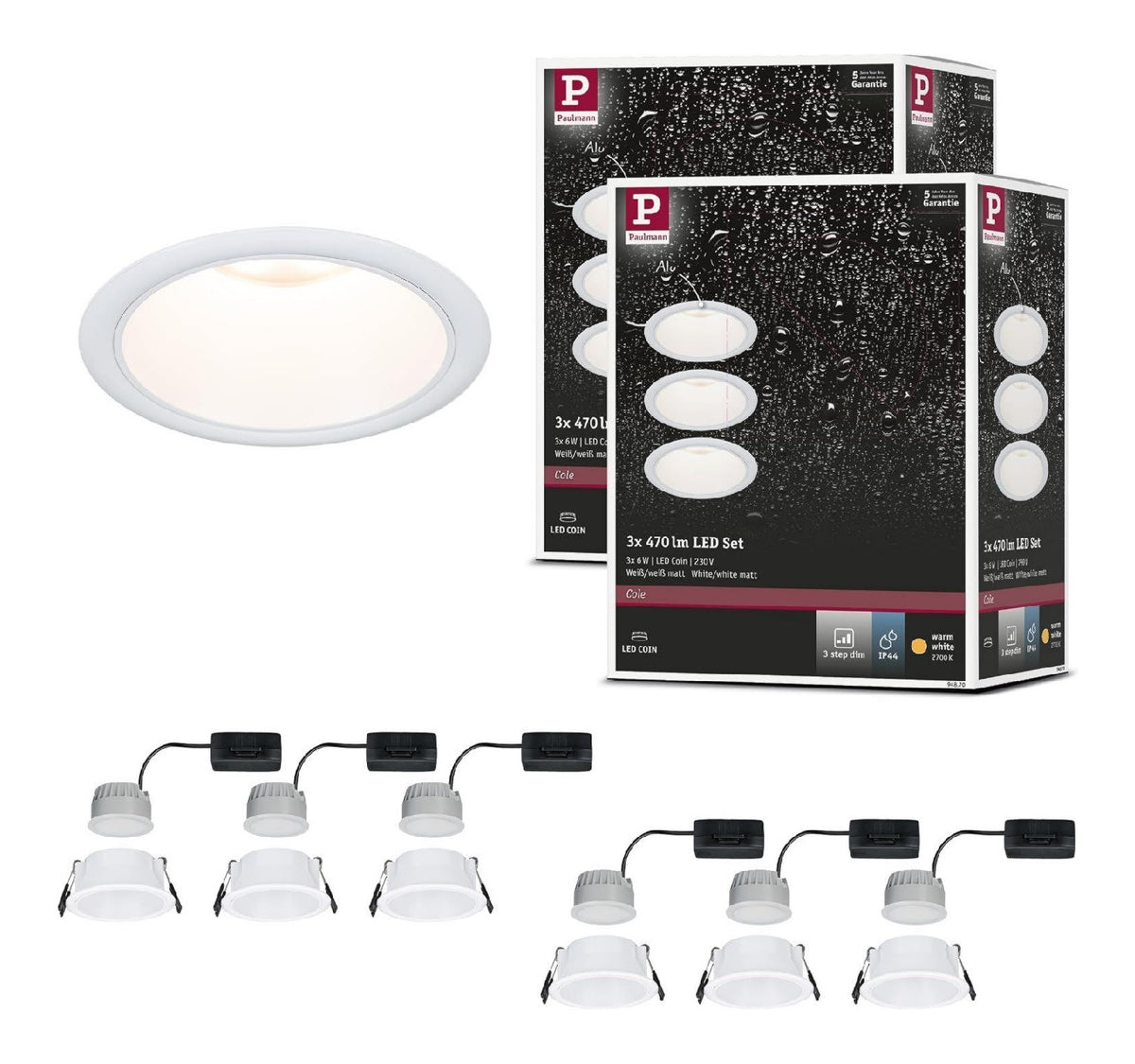 Luminaire Blanc a silhouette graphique de type spot de plafond IP44 2700K