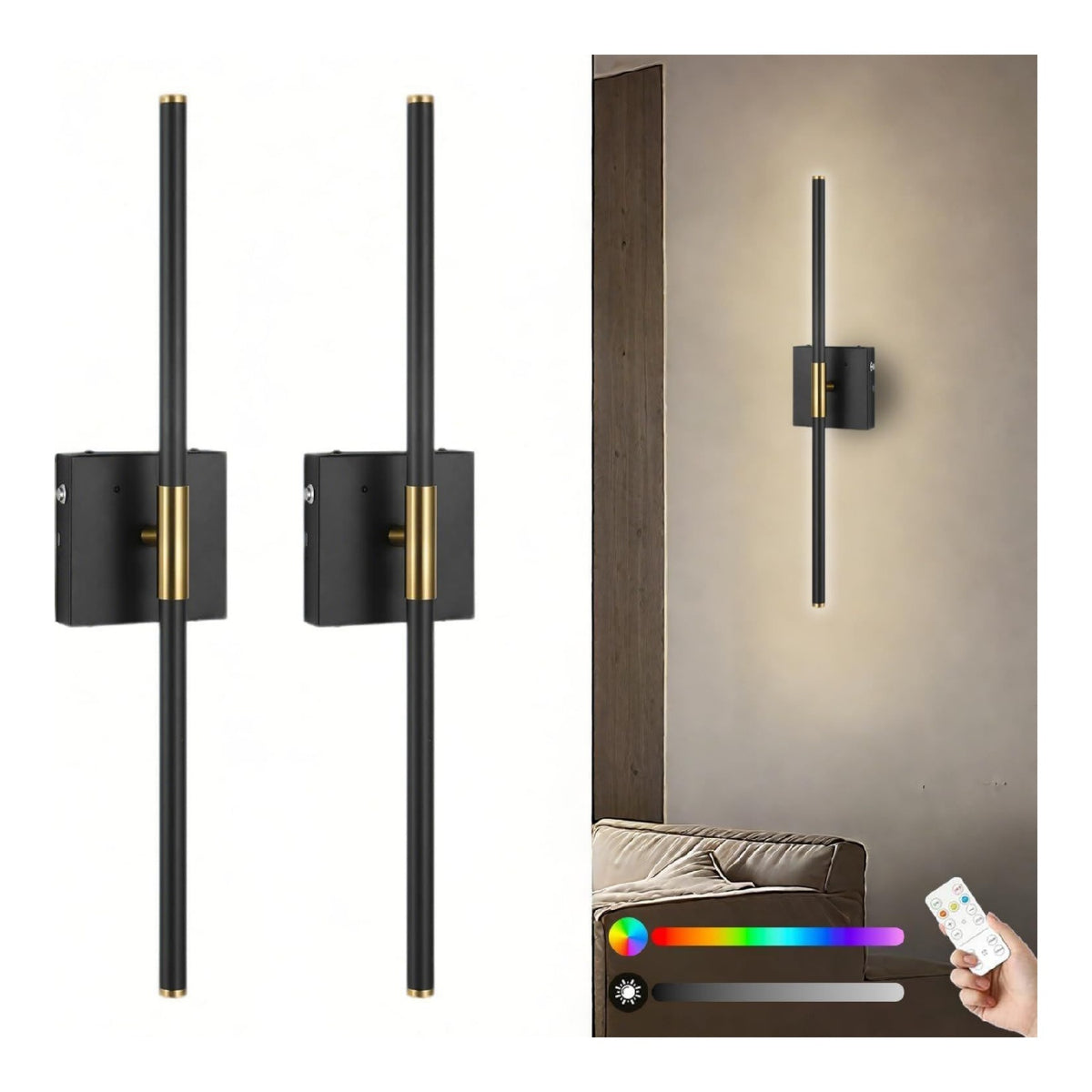 Applique murale Noir et Blanc a presence elegante et lumiere agreable 3000K H2-3118