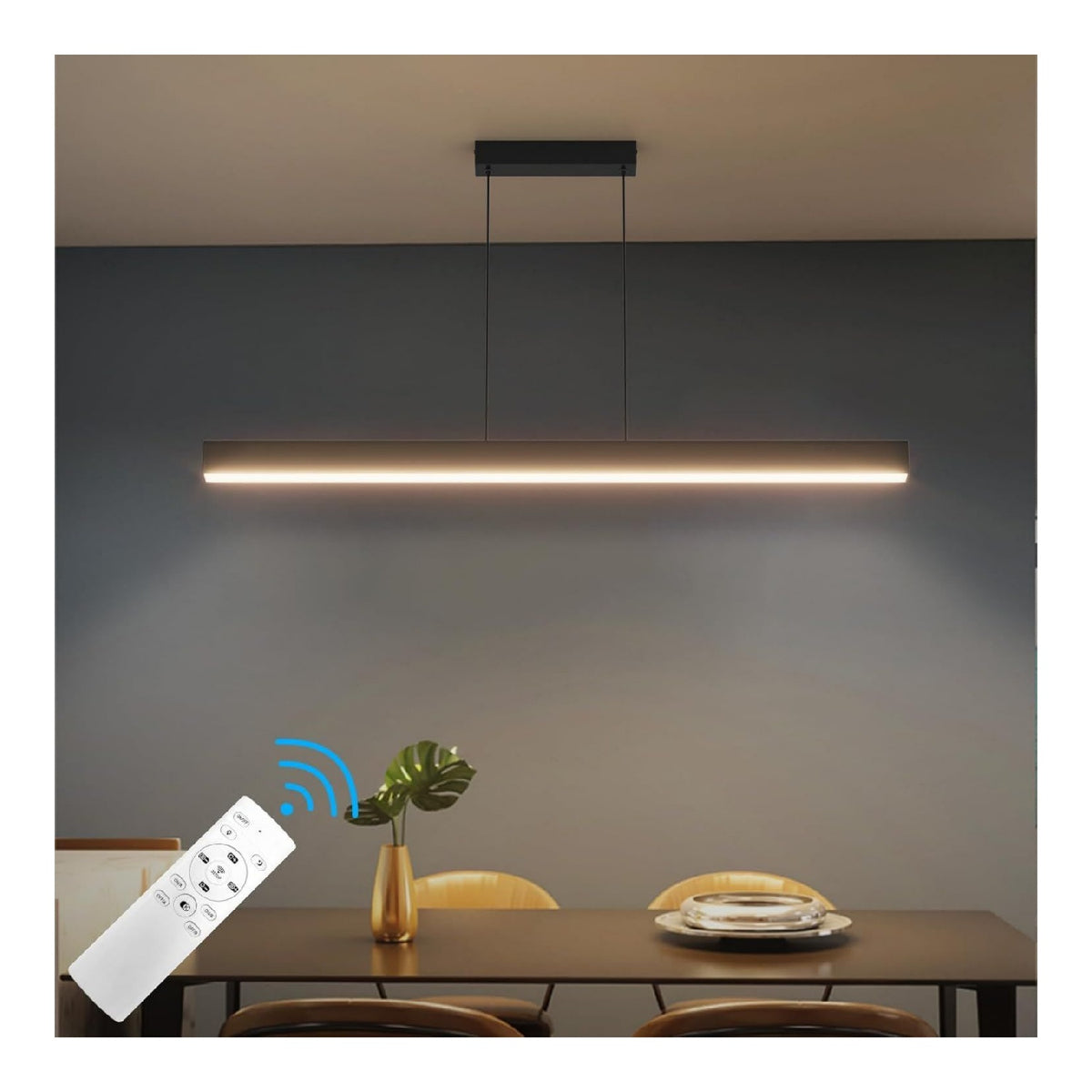 Suspension Noir et Blanc a presence elegante et lumiere agreable 36W IP20 3000K