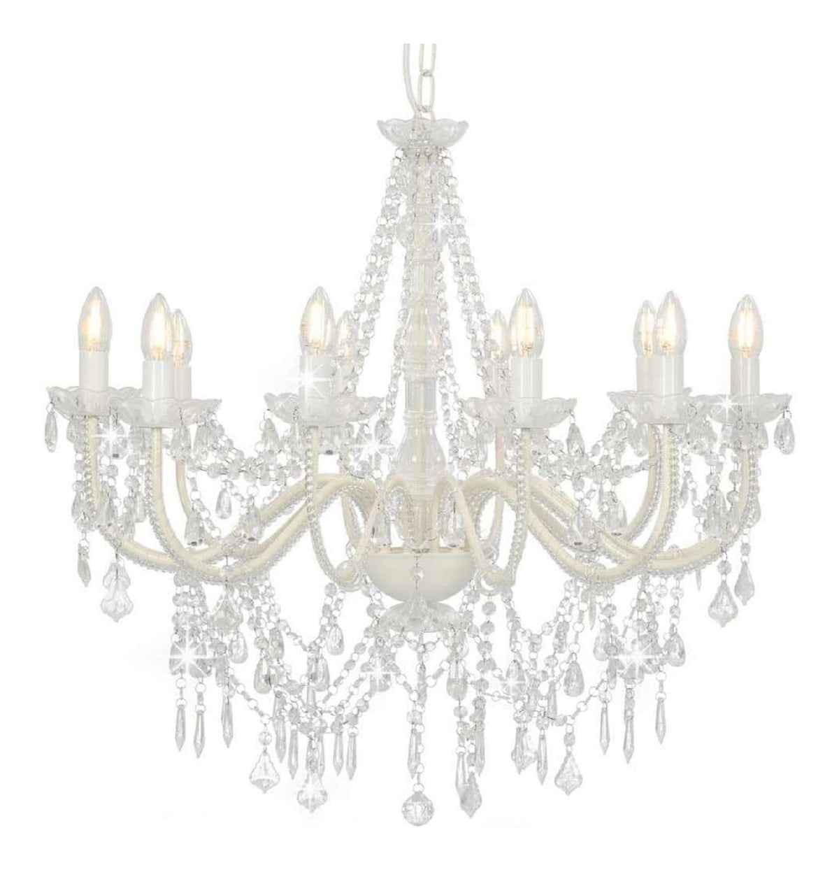 Suspension Blanc et Transparent a presence elegante et lumiere agreable E14