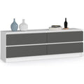 Meuble de rangement 160 cm avec quatre tiroirs pour chambre, salon ou bureau