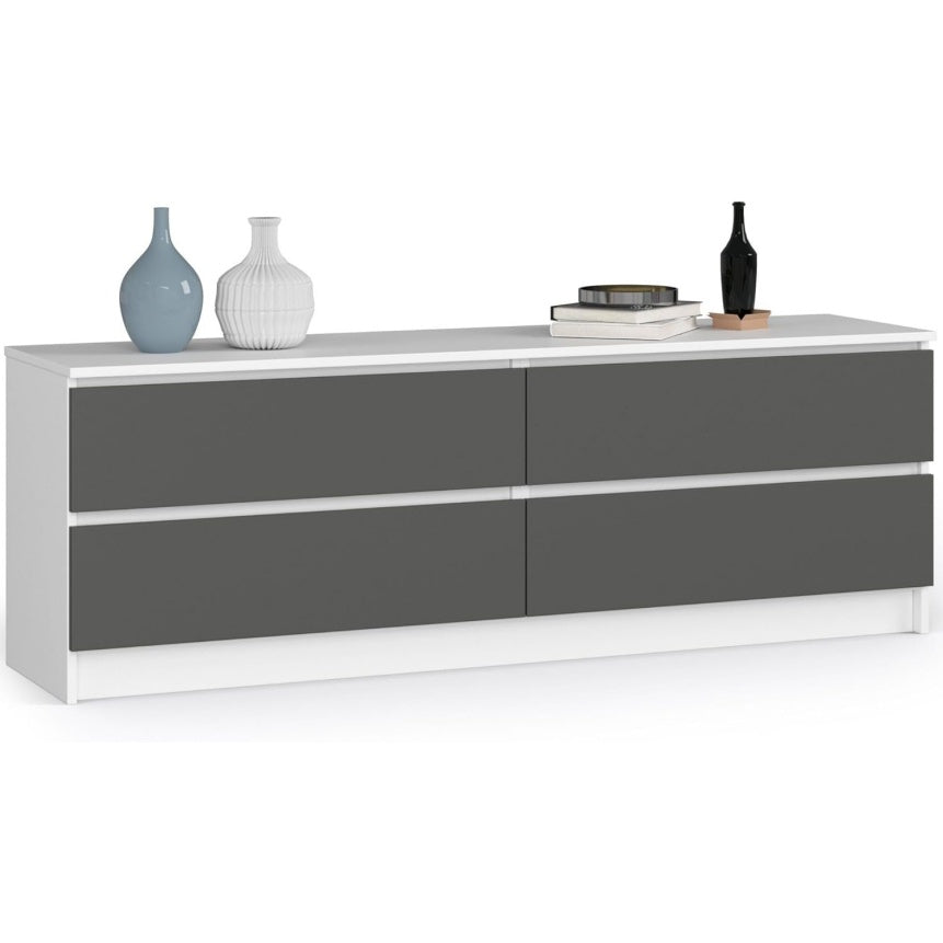 Meuble de rangement 160 cm avec quatre tiroirs pour chambre, salon ou bureau