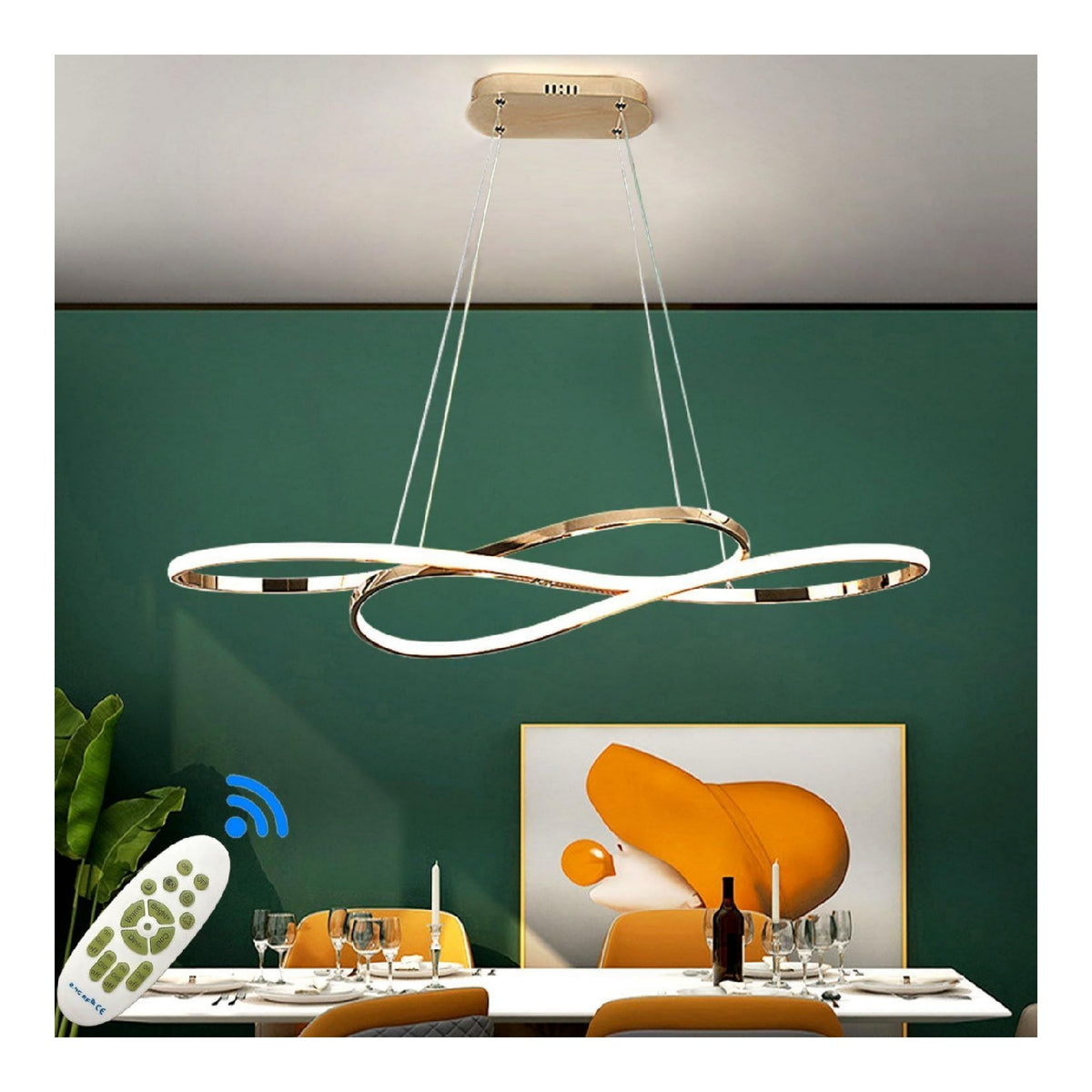 Suspension Noir et Blanc a presence elegante et lumiere agreable 54W 3000K