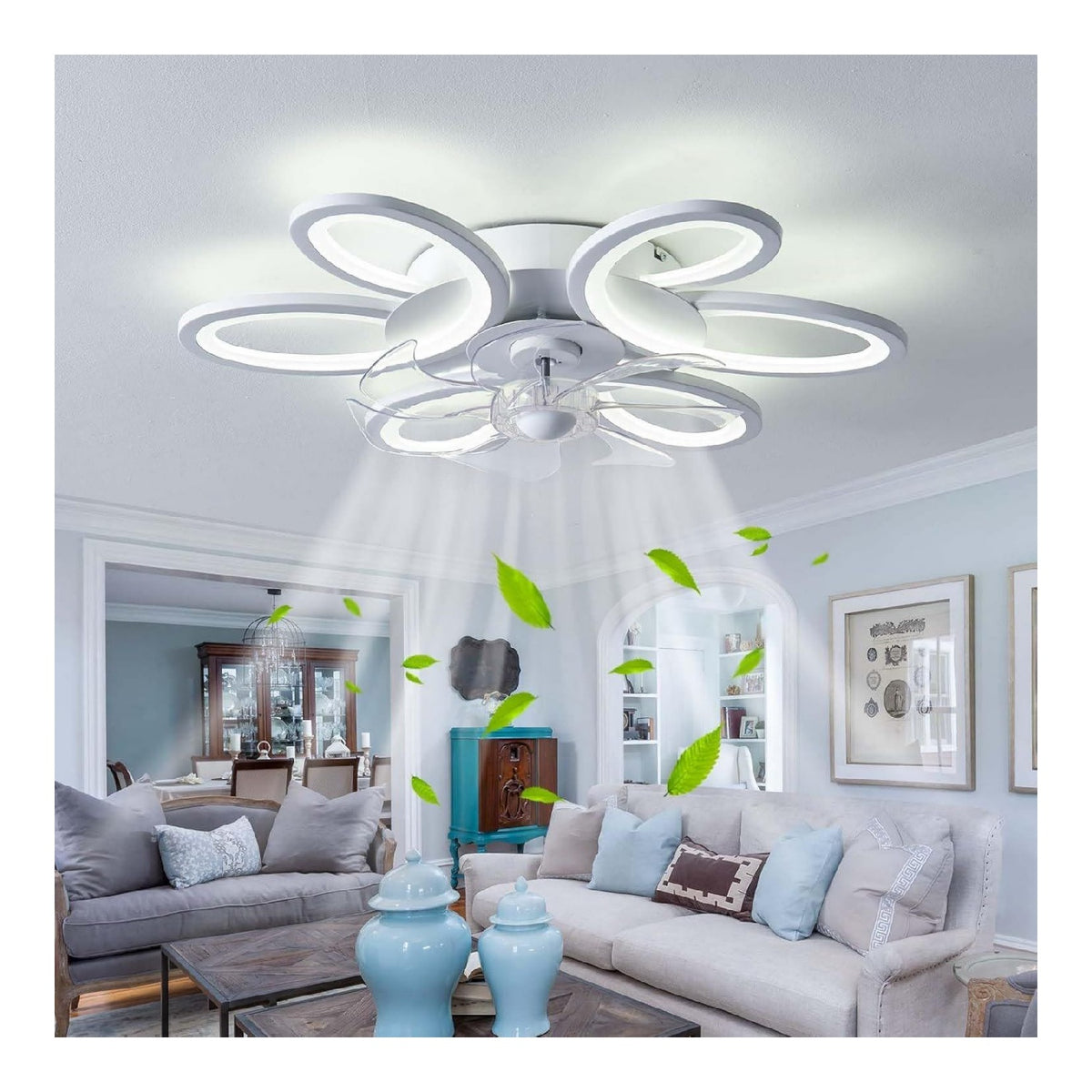 Lustre Blanc et Ambre aux lignes epurees avec eclairage confortable XL-2378