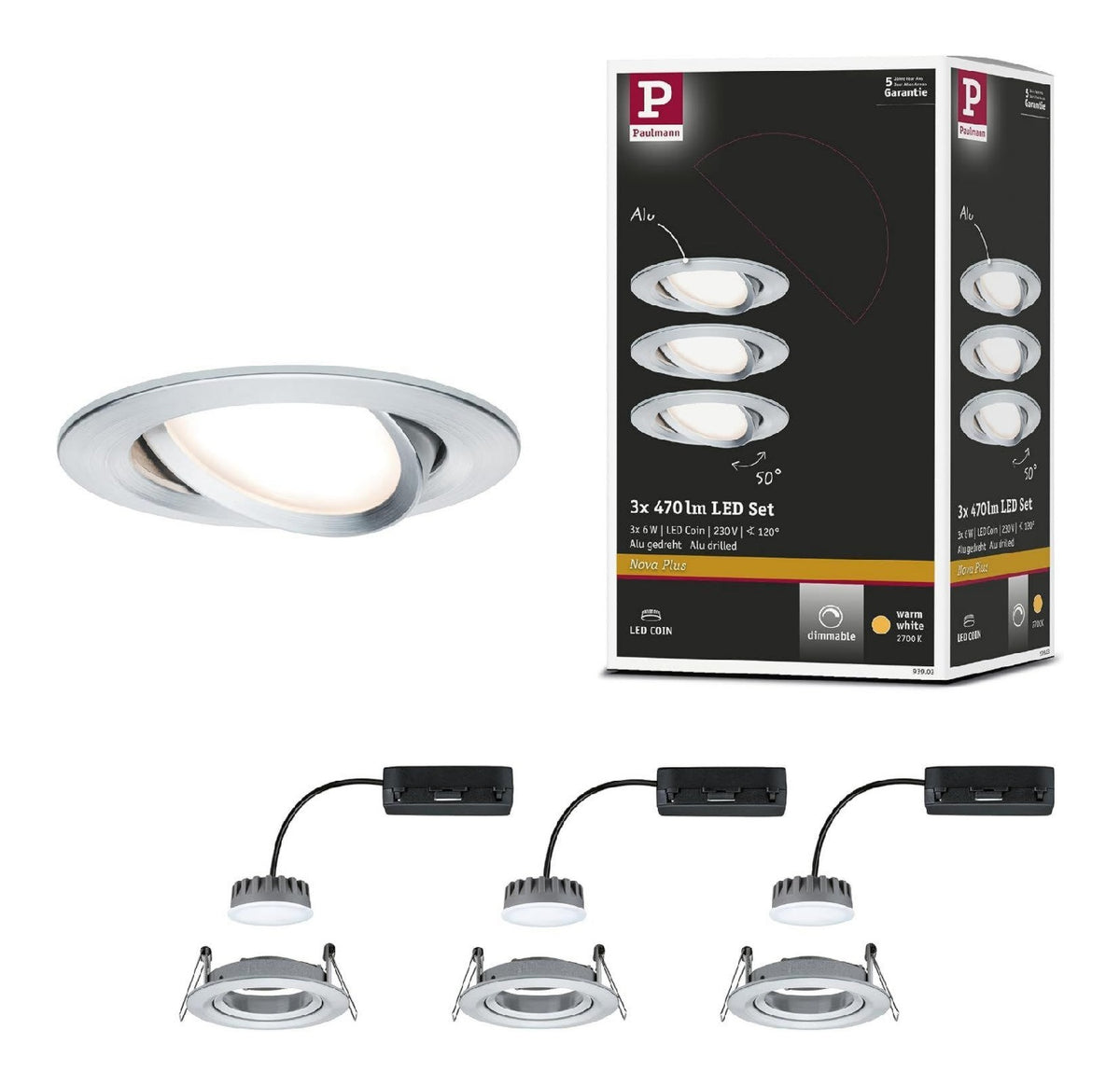 Solution lumineuse Blanc et Rouge au dessin sobre en format spot de plafond 8W 2700K