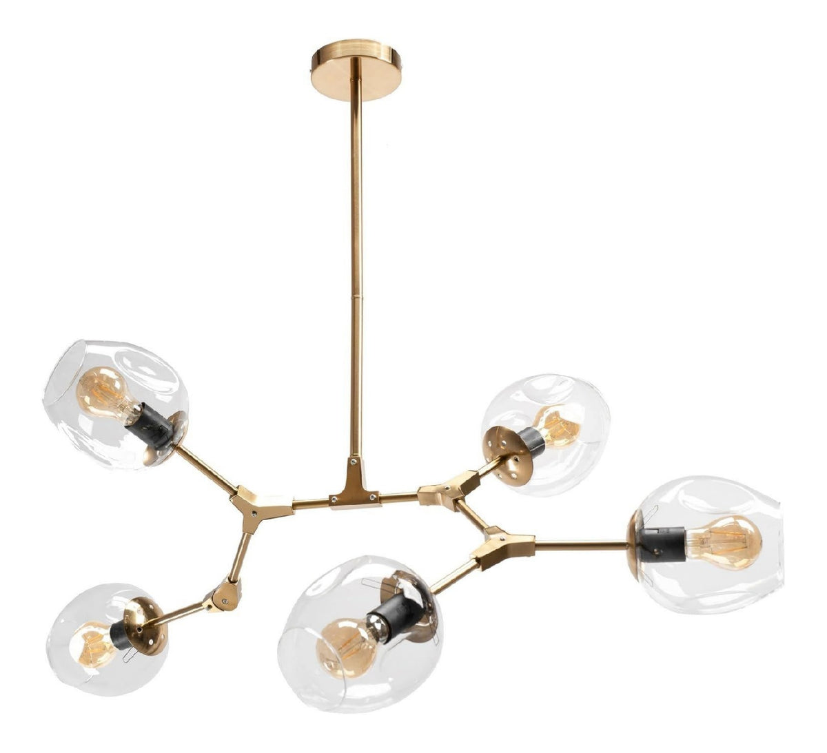 Luminaire Noir et Dore a silhouette graphique de type suspension E27