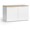 Meuble de rangement blanc et chene Sonoma a deux portes pour salon ou chambre