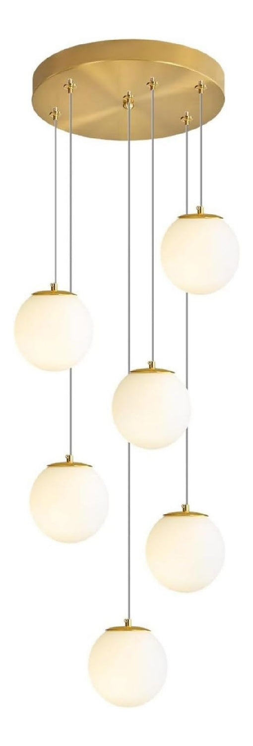 Lustre Blanc et Dore aux lignes epurees avec eclairage confortable E27