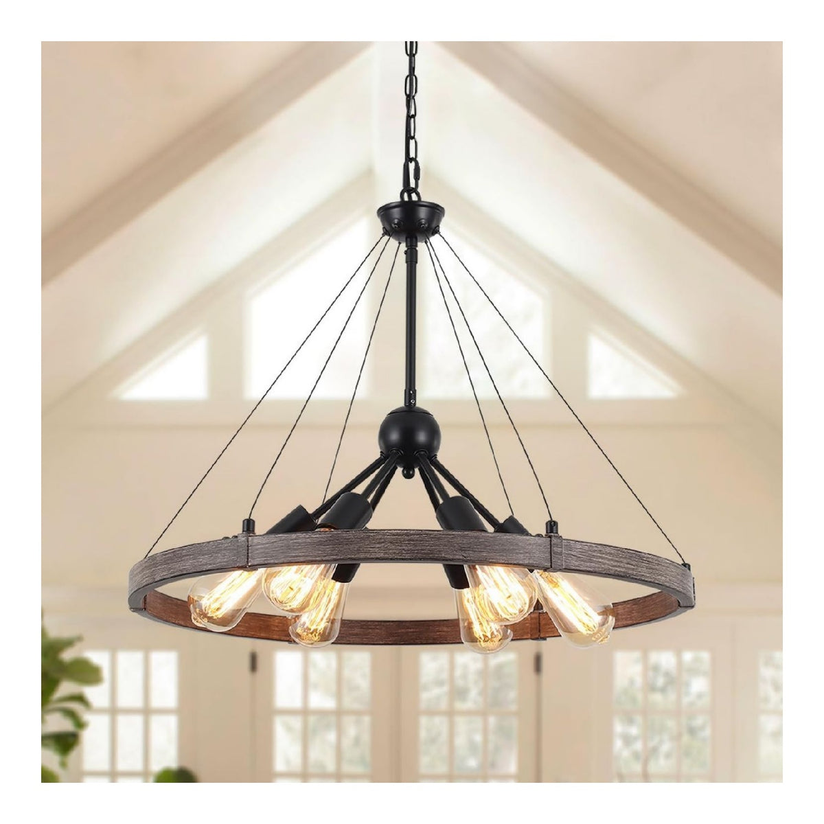 Luminaire Noir et Ambre a silhouette graphique de type suspension 60W E27