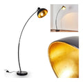 Lampadaire Noir et Dore aux lignes epurees avec eclairage confortable IP20 E27