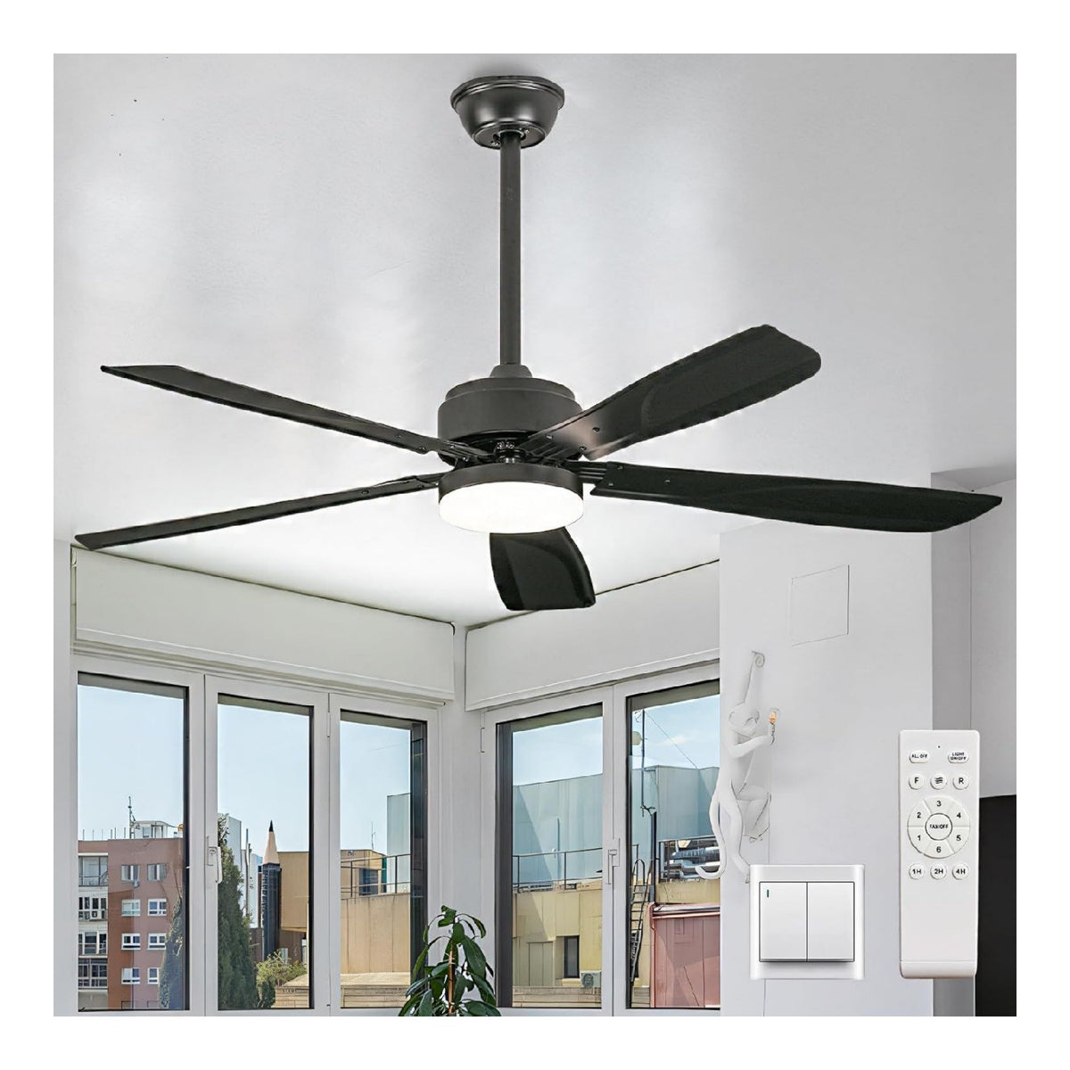 Lustre Noir et Ambre aux lignes epurees avec eclairage confortable 11 W 3000K