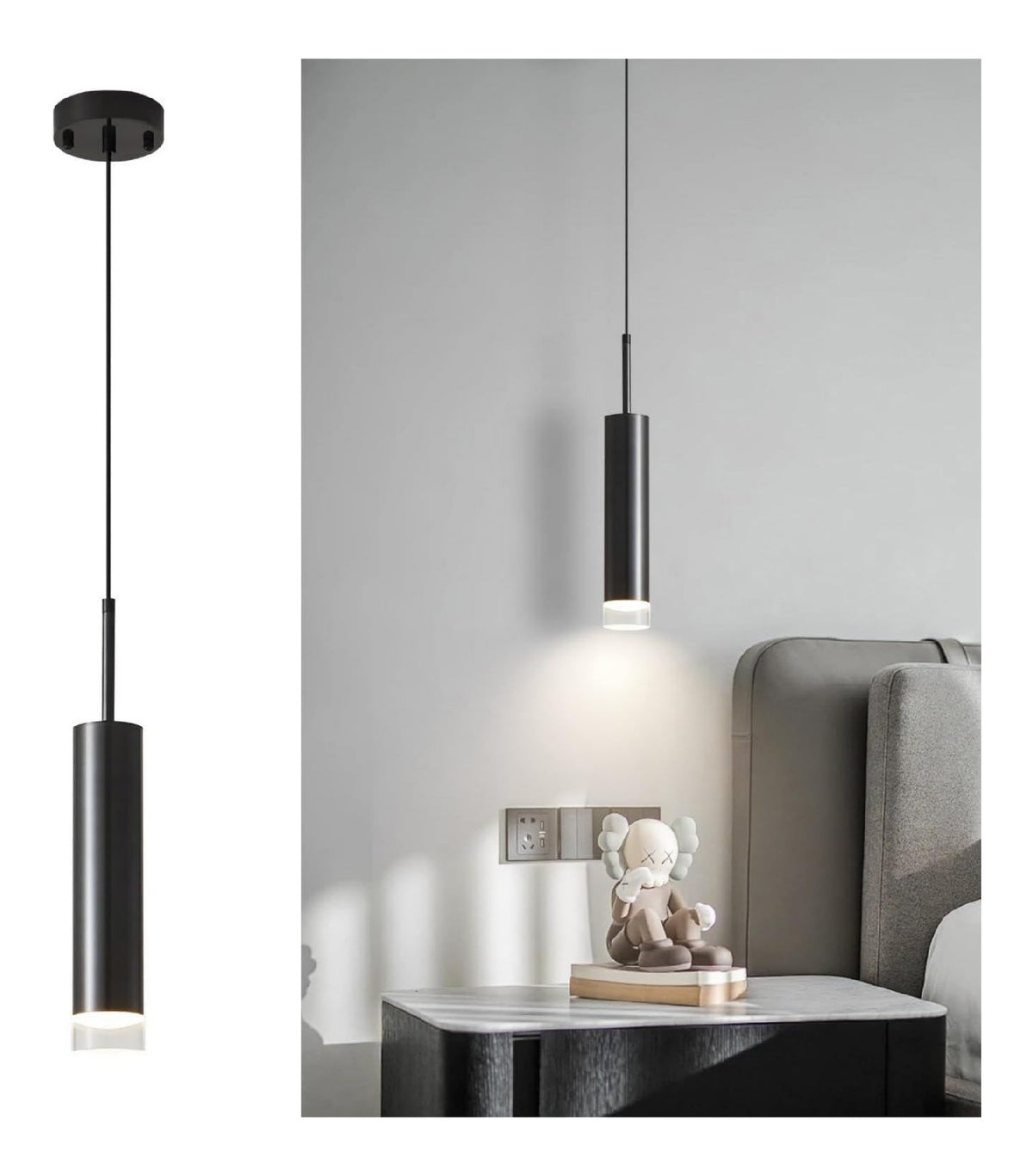 Solution lumineuse Noir et Ambre au dessin sobre en format suspension