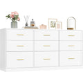 Commode moderne avec 9 tiroirs, meuble de rangement grande capacit e pour chambre, dressing ou salon, 160,2 cm, blanc