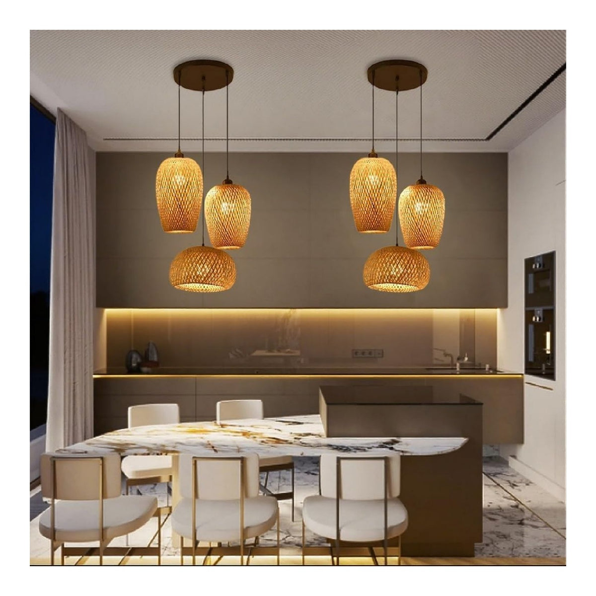 Luminaire Noir et Ambre a silhouette graphique de type suspension E27