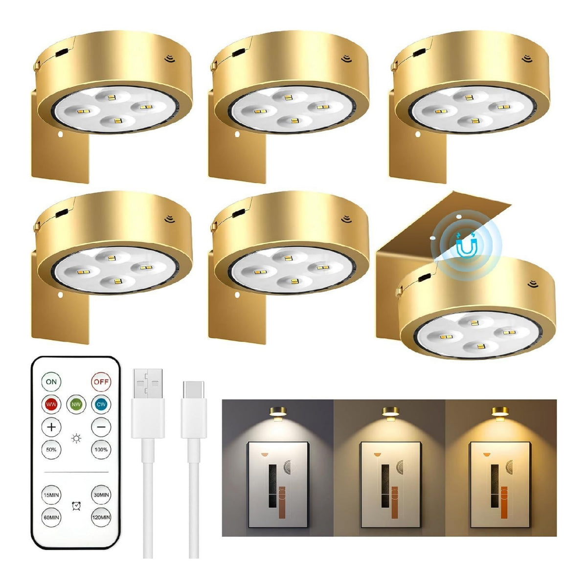 Applique murale Blanc et Dore aux lignes epurees avec eclairage confortable 2700 K