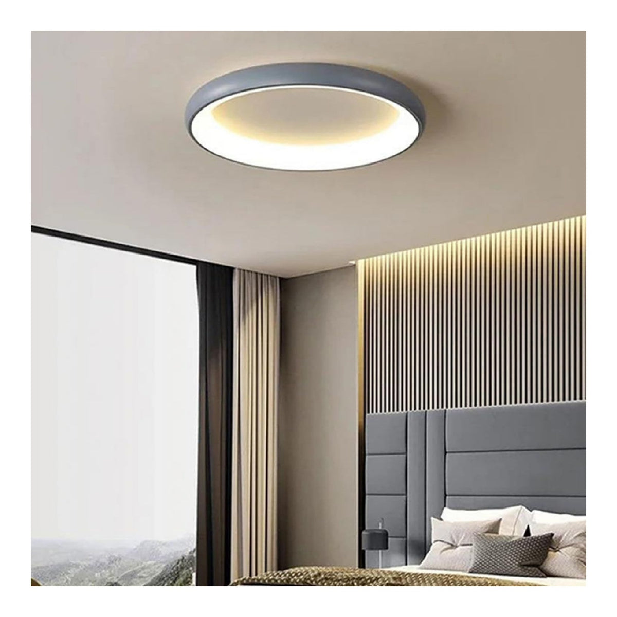 Plafonnier Noir et Blanc aux lignes epurees avec eclairage confortable 3000K LD-2505