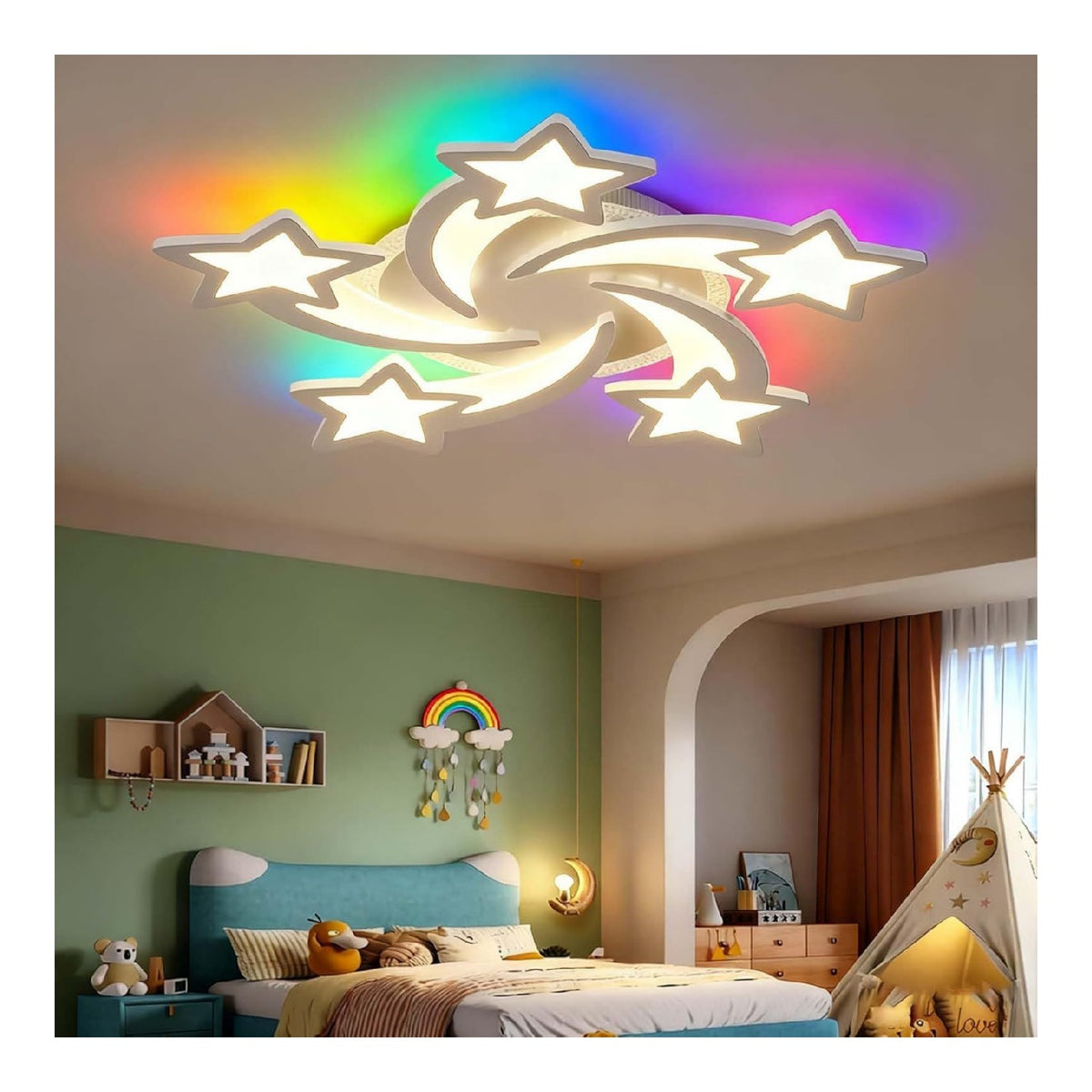 Luminaire Blanc et Ambre a silhouette graphique de type lustre 72 W 6000 K