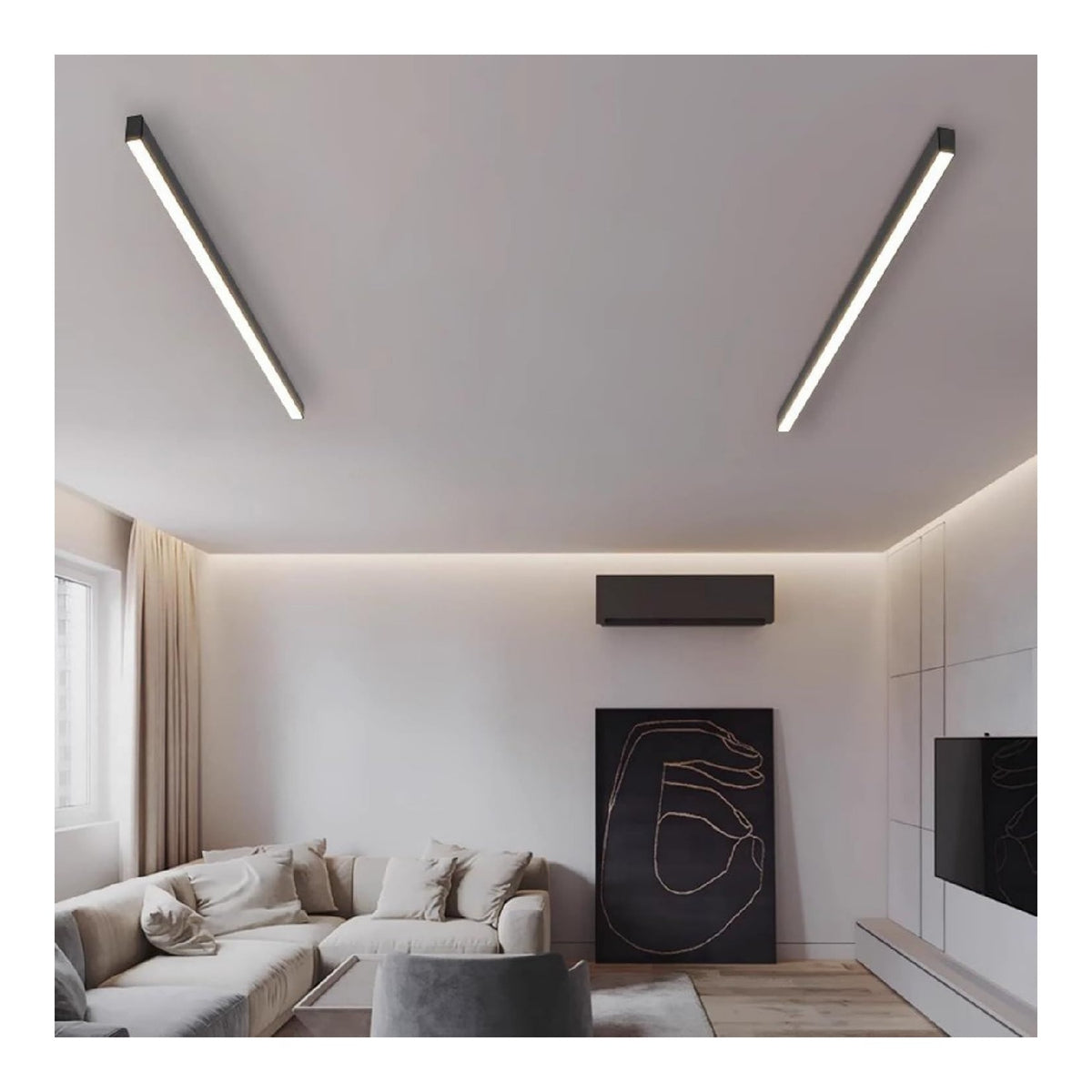 Plafonnier Blanc et Ambre a presence elegante et lumiere agreable 280W 2700K