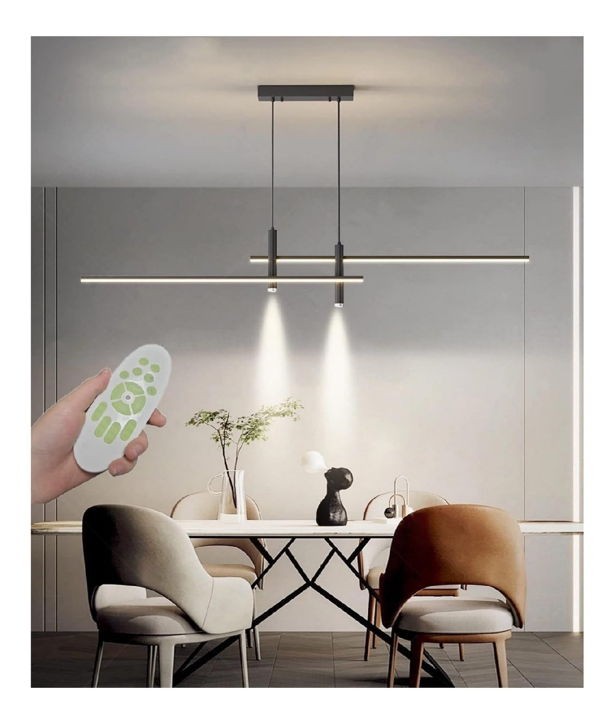 Luminaire Noir et Ambre a silhouette graphique de type suspension 40W 3000K