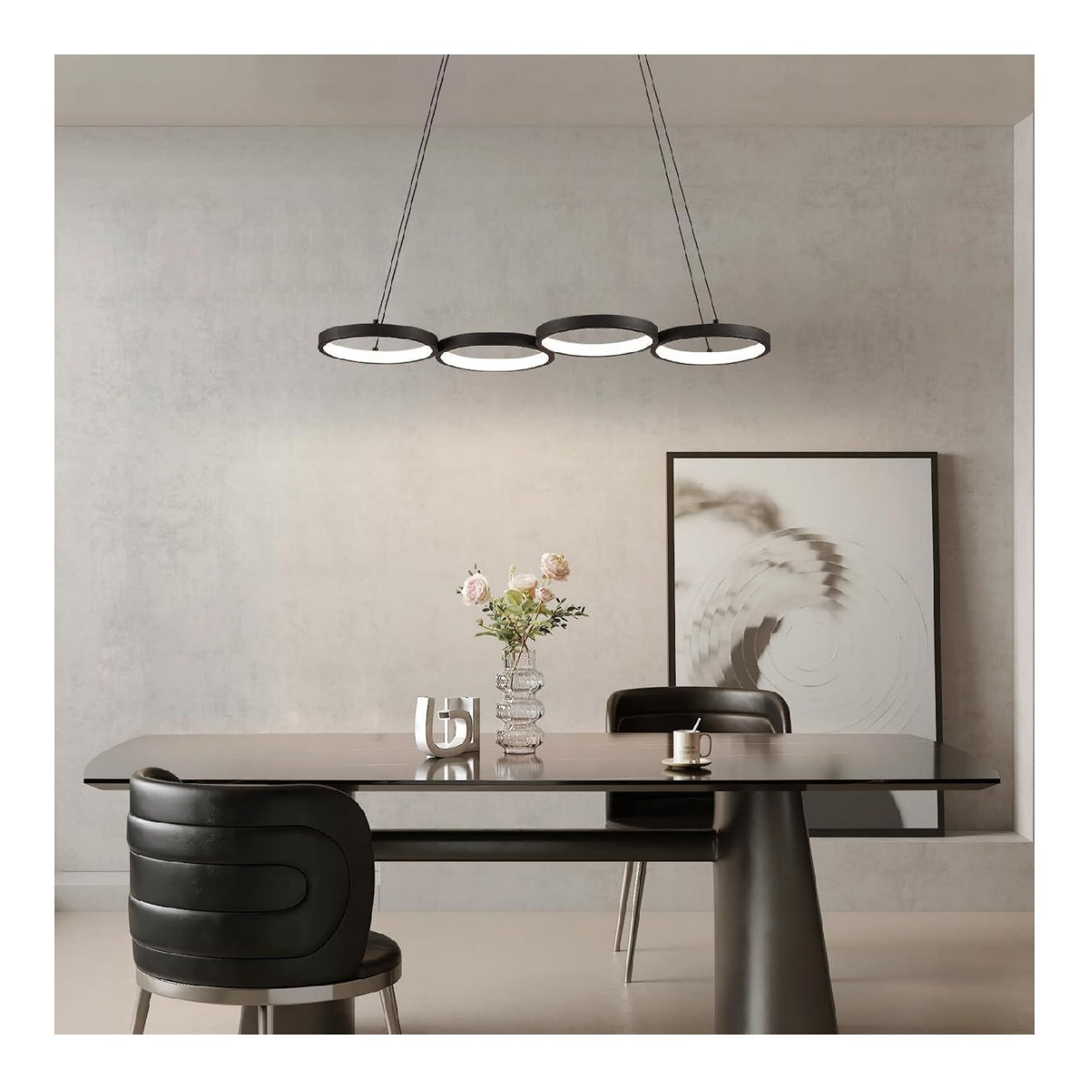 Suspension Noir a presence elegante et lumiere agreable 48W 4000K