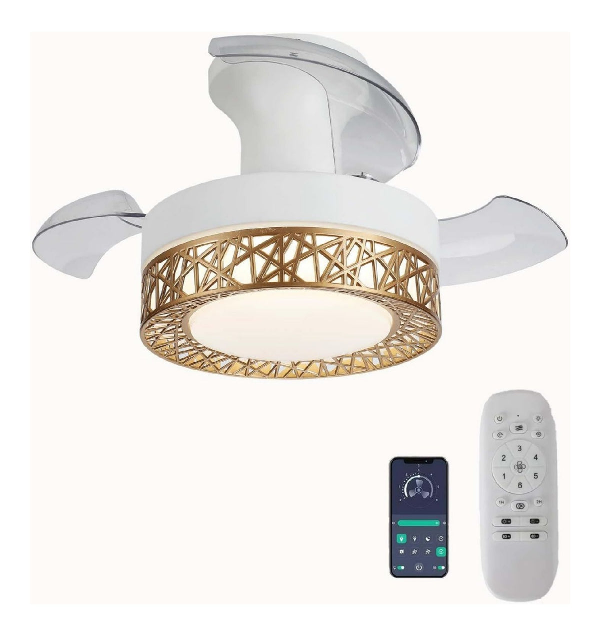 Lustre decoratif Blanc et Dore avec diffusion lumineuse harmonieuse