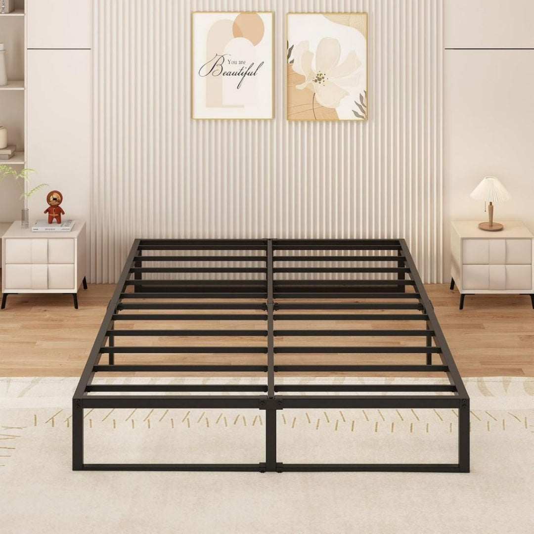 Ensembles de matelas et sommiers finition bois structure metal gris variante 518