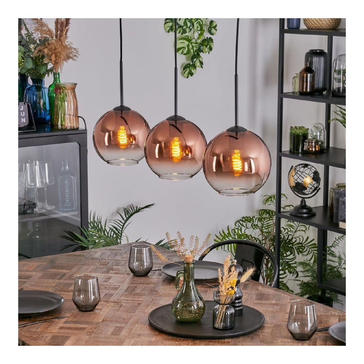 Suspension Noir et Ambre au style moderne avec conception fonctionnelle 15 W IP20 E27