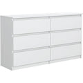 Meuble a tiroirs blanc de 120 cm offrant six compartiments de rangement