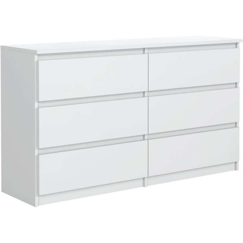 Meuble a tiroirs blanc de 120 cm offrant six compartiments de rangement