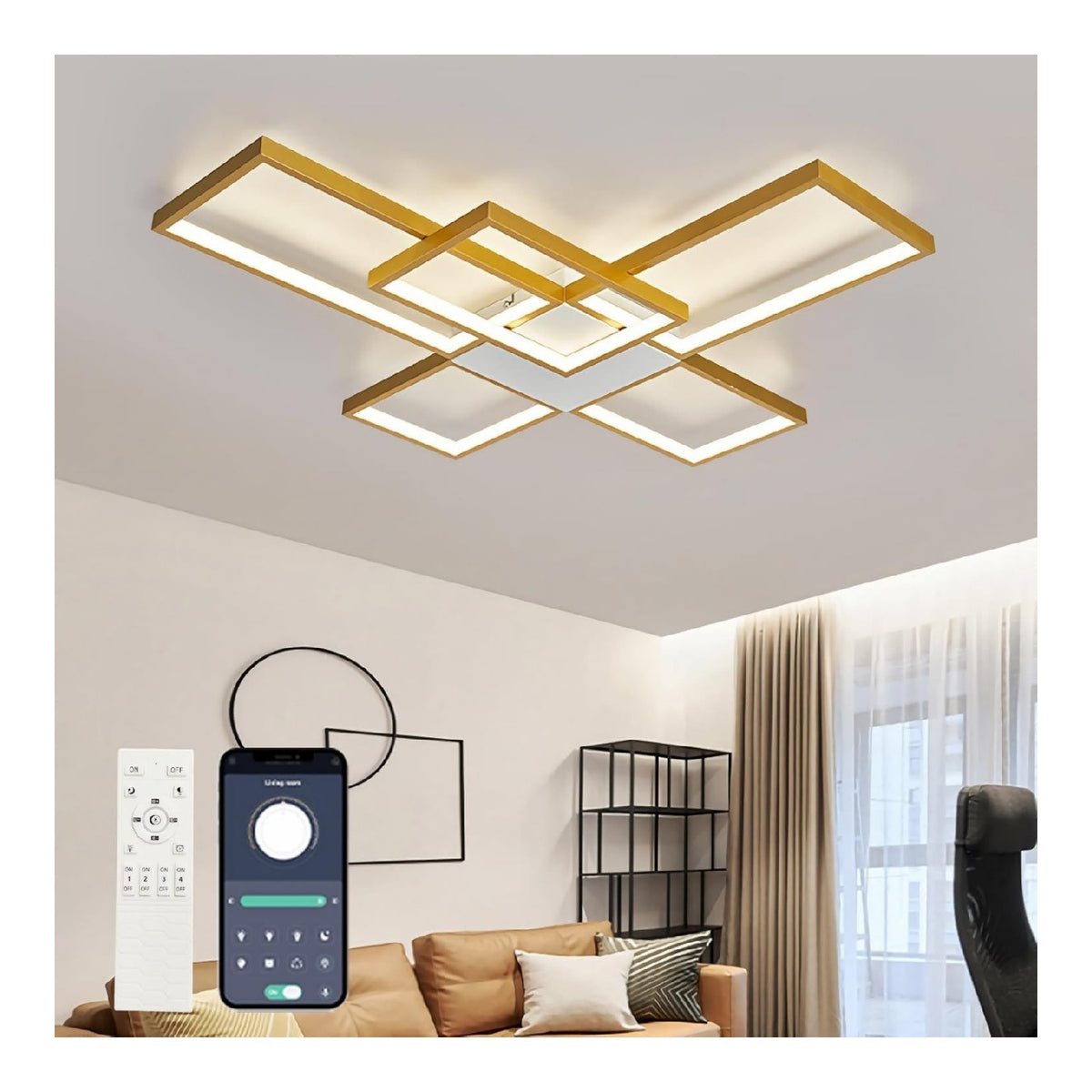 Lustre Noir et Blanc a presence elegante et lumiere agreable 90W 6500 K