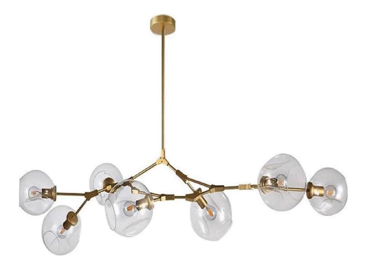 Suspension Ambre et Transparent aux lignes epurees avec eclairage confortable E27