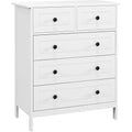Commode blanche avec cinq tiroirs et poign ees m etalliques, style contemporain