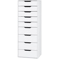 Commode haute blanche avec neuf tiroirs pour chambre, bureau ou salon