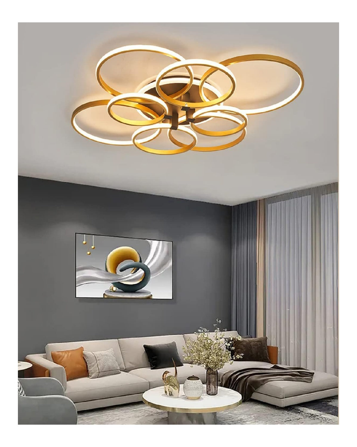 Luminaire Ambre a silhouette graphique de type lustre 110W